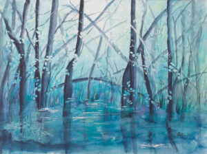 Aq_L_Wald blau 36 x 48 cm